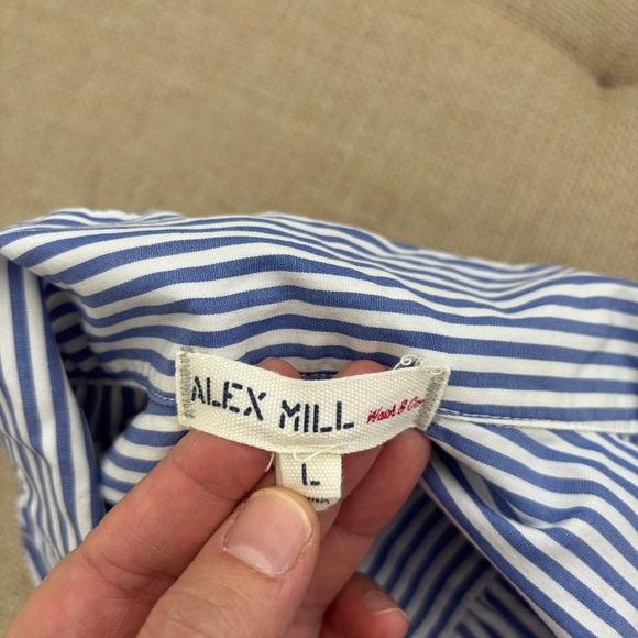 Alex Mill Wash & Go Striped Cotton Pullover Collared Half Button Up Blouse - Picture 2 of 6